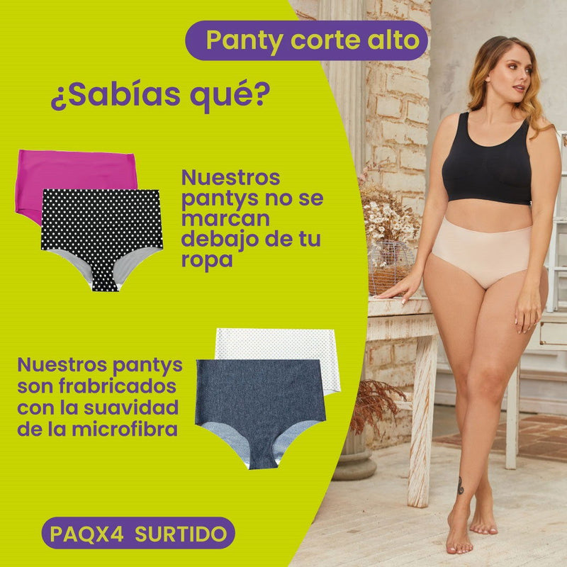 PANTY CORTE ALTO DAMA PAQX4 SURTIDO - El Mercadazo
